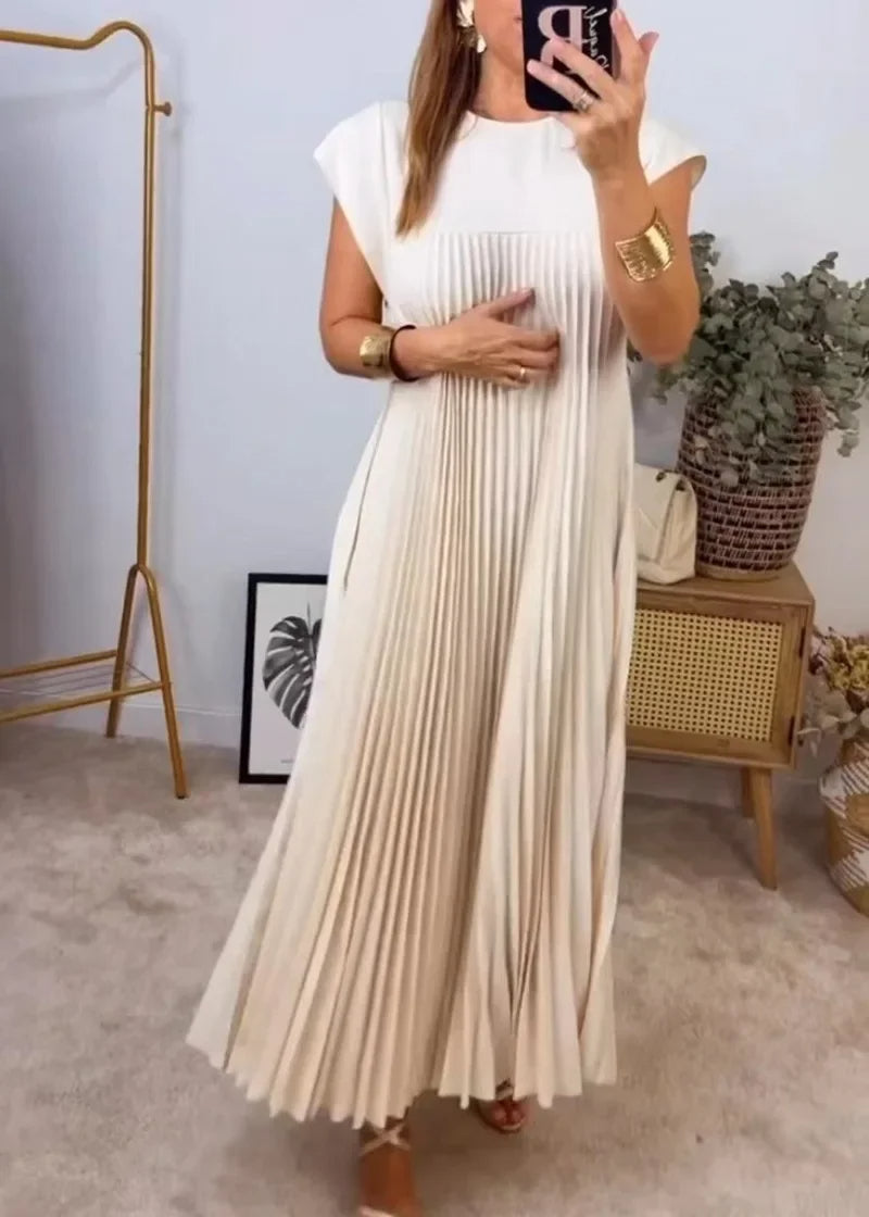 Helena plissiertes Kleid mit kurzen Ärmeln