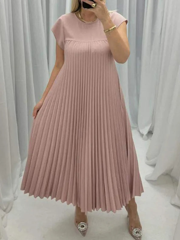 Helena plissiertes Kleid mit kurzen Ärmeln