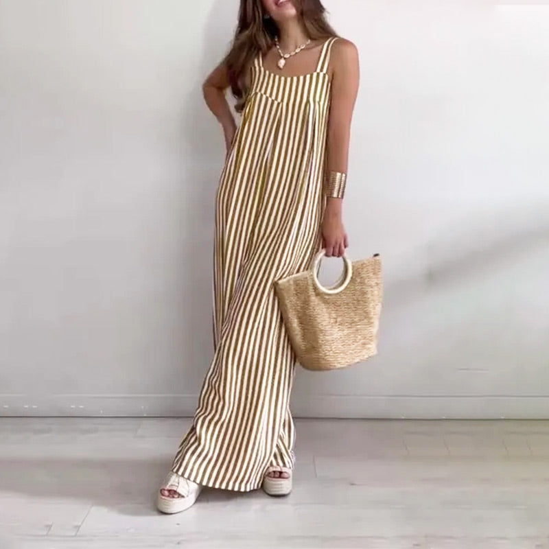Lockerer, lässiger Jumpsuit mit Streifen für Damen🌟