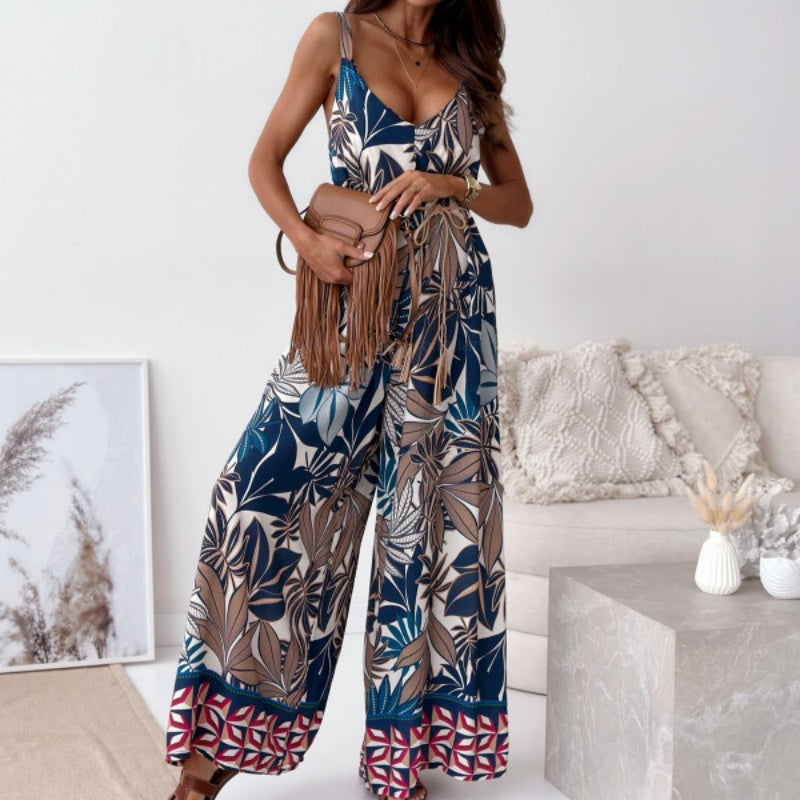 Trendiger rückenfreier Jumpsuit für Damen mit Quastengürtel