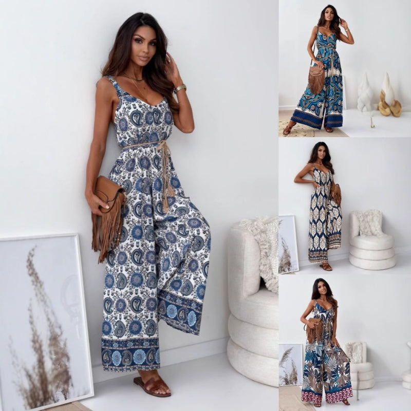 Trendiger rückenfreier Jumpsuit für Damen mit Quastengürtel
