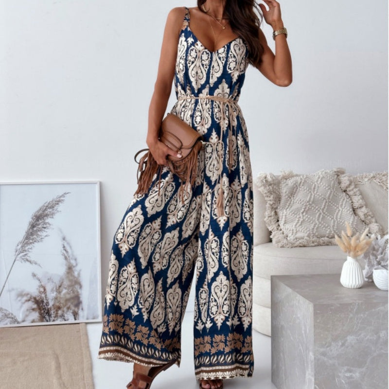 Trendiger rückenfreier Jumpsuit für Damen mit Quastengürtel