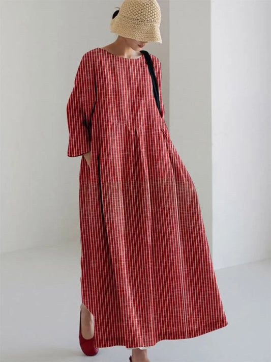 OLIVIA™ - VINTAGE GESTRIPTES LOCKERES KLEID