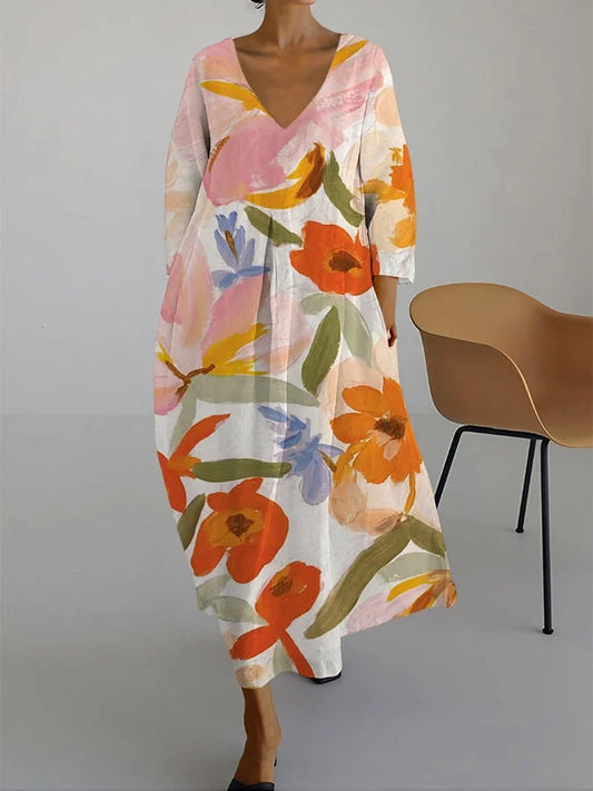 ISLA™ - Sommer V-Ausschnitt Kleid mit Blumenmuster -