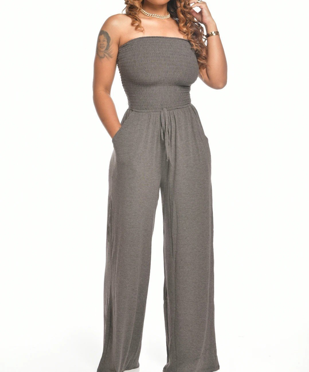 Neuester trägerloser Jumpsuit mit Taille💕