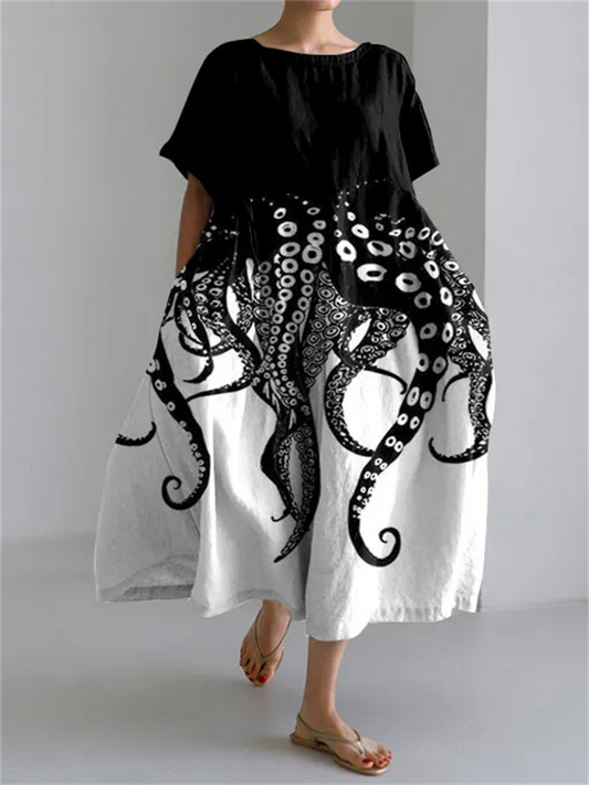 TESSA™ - Trendy Kurzarmkleid mit einzigartigem Tentakelprint