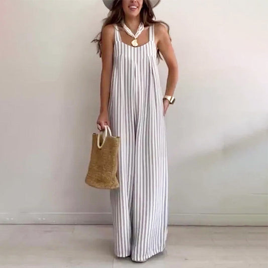 Lockerer, lässiger Jumpsuit mit Streifen für Damen🌟