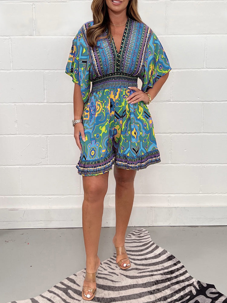 Legerer Jumpsuit mit botanischem Muster