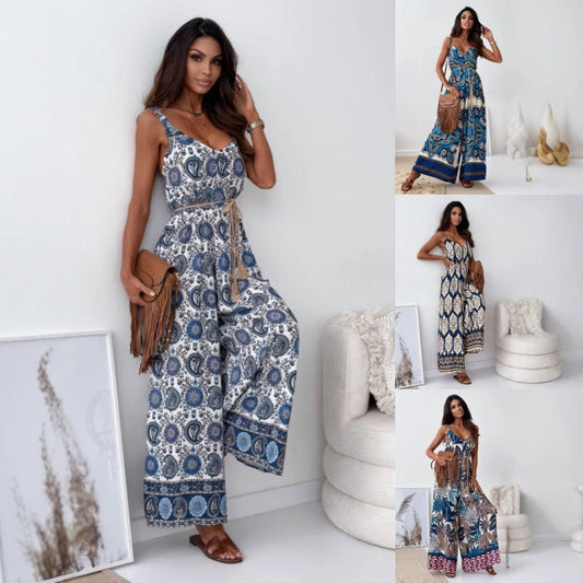 Trendiger rückenfreier Jumpsuit für Damen mit Quastengürtel