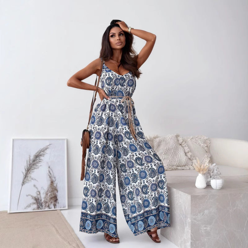Trendiger rückenfreier Jumpsuit für Damen mit Quastengürtel