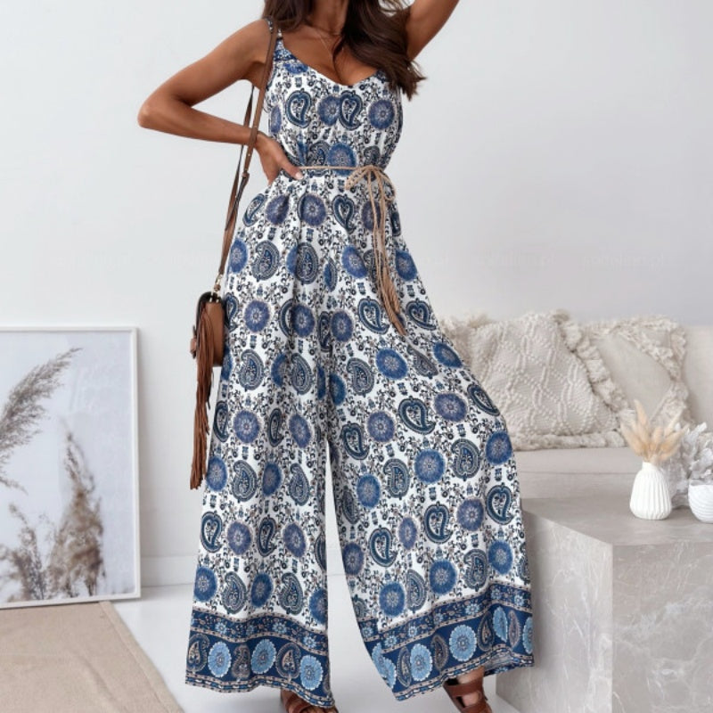 Trendiger rückenfreier Jumpsuit für Damen mit Quastengürtel